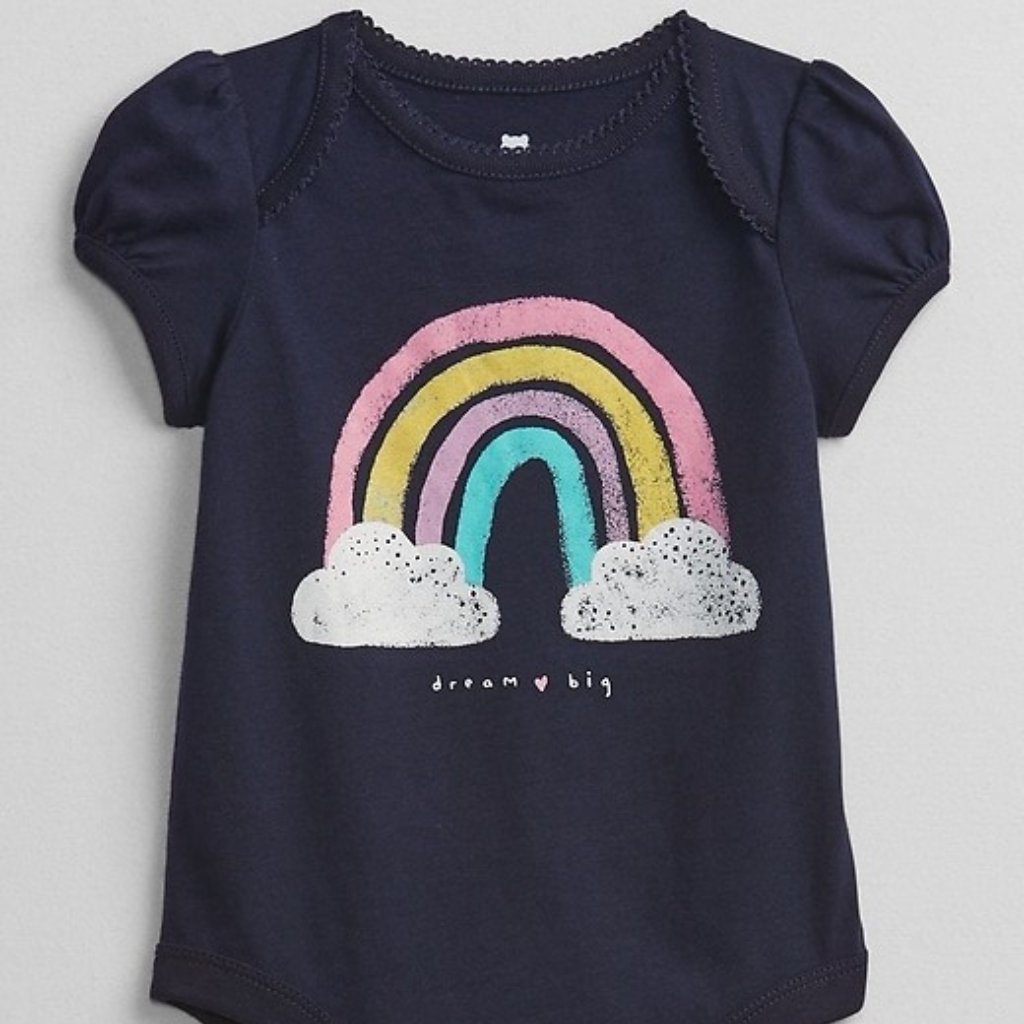 Gap Baby Girl Rainbow Logo Bodysuit 18-24m Nwt